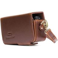 MegaGear Leather Camera Case with Strap Compatible with Canon PowerShot SX740 HS, SX730 HS, Dark Brown