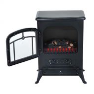 Caraya Electric Fireplace Free Standing Heater Wood Fire Flame Stove Adjust