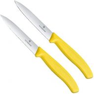[아마존베스트]Victorinox Swiss Classic 2-Piece Vegetable Knife Set 1 x Normal Cut 1 x Serrated Edge 10 cm Blade Medium Point Yellow