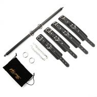 PKBQUEEN Black Expandable Aluminum Alloy Spreader Bar with 4pcs Lichi Adjustable Straps for Home Gyms Yoga Gift Set
