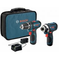BOSCH Power Tools Combo Kit CLPK22-120 - 12-Volt Cordless Tool Set (Drill/Driver and Impact Driver) with 2 Batteries, Charger and Case , Blue