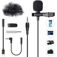 [아마존베스트]AGPTEK Lavalier Microphone, 2m Mini Omnidirectional Capacitor with 2 Transformation and Type C Adapter and Windscreen for Interview, Video Conferencing, Podcast, Dictation etc.