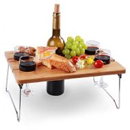 INNO STAGE Portable and Foldable Wine and Snack Table for Picnic Outdoor on The Beach Park or Indoor Bed for 2 or 4 - Best Gift for Father Mother