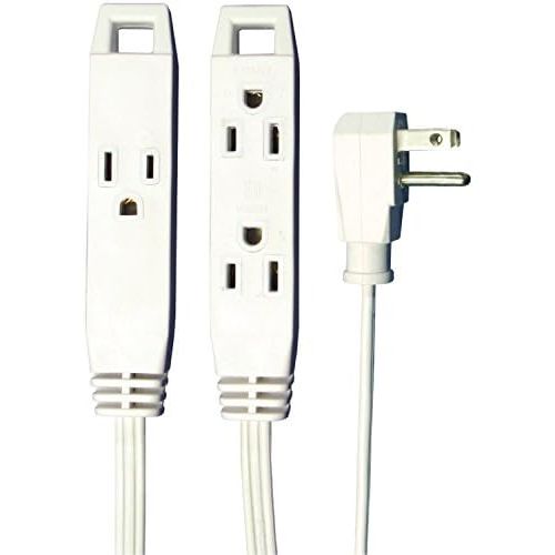  Axis 3-Outlet Indoor Extension Cord with Flat-Profile Plug - 8-foot, White (45505)