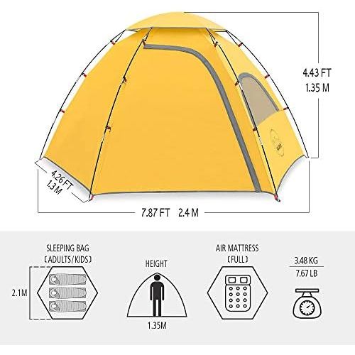  KAZOO Outdoor Camping Tent Family Durable Waterproof Camping Tents Easy Setup Two Person Tent Sun Shade 2/3 Person