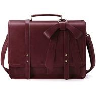 [아마존베스트]ECOSUSI Women Briefcase PU Leather Laptop Bag College Satchel Bag Professional Shoulder Laptop Bag Computer Bag with Detachable Bow fits 15.6 inch Laptops