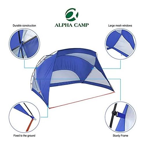  ALPHA CAMP XL Sun Shade Shelter Beach Tent for 3-4 Person, 9x6 FT Portable Compact Sport Shelter Extra Large Outdoor Canopy, Navy Blue
