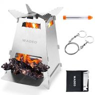 Wood Burning Camping Stove, WADEO Upgraded Portable and Foldable Backpacking Stove with Carry Bag for Camping, Hiking, BBQ, Survival Cooking, Stainless Steel, Sturdy and Lightweigh