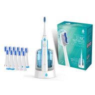 Pursonic S750 Sonic SmartSeries Electronic Power Rechargeable Battery Toothbrush with UV Sanitizing Function, Black, 1.5 Pound, Includes 12 Brush Heads