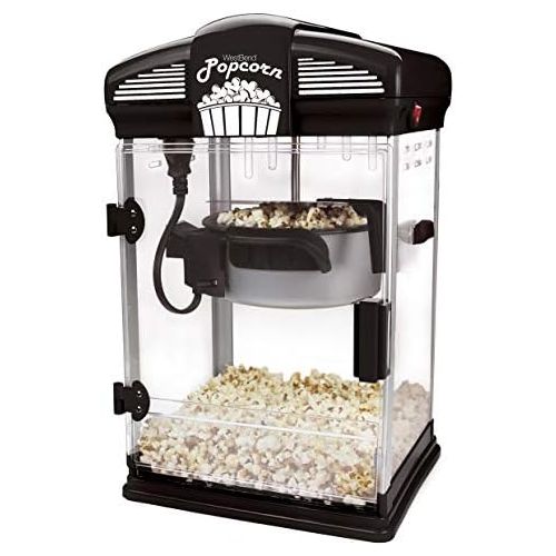  [아마존베스트]West Bend 82515B Theater Style Hot Popcorn Popper Machine with Nonstick Kettle Includes Measuring Cup Oil and Serving Scoop, 4-Ounce, Black