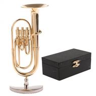 DYNWAVE Dollhouse Miniature Instrument Model Toy, 1/12 Copper Tuba with Storage Case, Dollhouse Artist Offerings, Dolls House Decorations