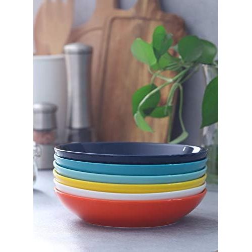  [아마존베스트]Sweese 117.002 Porcelain Salad Pasta Bowls - 26 Ounce - Set of 6, Hot Assorted Colors