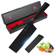 TUO Nakiri Knife 6.5 Professional Asian Usuba Knives & Japanese Chefs with Black Titanium Plated Blade Japanese AUS 8 Stainless Steel Pakkawood Handle Dark Knight Series with