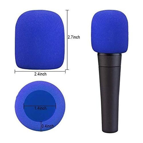  [아마존베스트]AMACOAM Microphone wind protection foam microphone cover 20 pieces handheld stage microphone wind protection sponge washable microphone cover for hand microphone, black, red, blue,