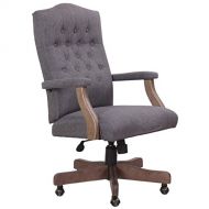 Pemberly Row Refined Rustic Executive Swivel Chair in Slate Gray