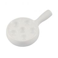 CAC China ESD-10-H Porcelain Round Escargot Dish with Handle, 10-3/4 by 7-1/2 by 1-1/2-Inch, Super White, Box of 24