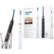 Philips Sonicare HX9392/40 DiamondClean Electric Toothbrush Twin Pack 2 sonic toothbrushes with 5 cleaning programs, timer & charging glass white and black