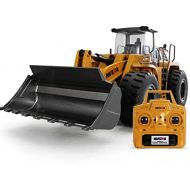 SXDYJ 1:14 Scale 10 Channel Super Large Full Functional Remote Control Front Loader Construction Tractor, Full Metal Bulldozer Toy Electric