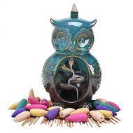 인센스스틱 YYW Incense Burner Backflow Incense Holder Waterfall Ceramic Owl Statue with 20 Cones+30 Sticks for Aromatherapy Ornament Home Decor