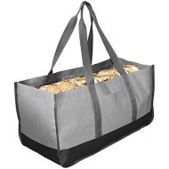 HYDT Large Oxford Cloth Log Carrier Bag, Heavy Duty Fireplace Firewood Tote Bag for Indoor Wood Stoves Outdoor Camping, 64×30×33cm (Color : Grey)