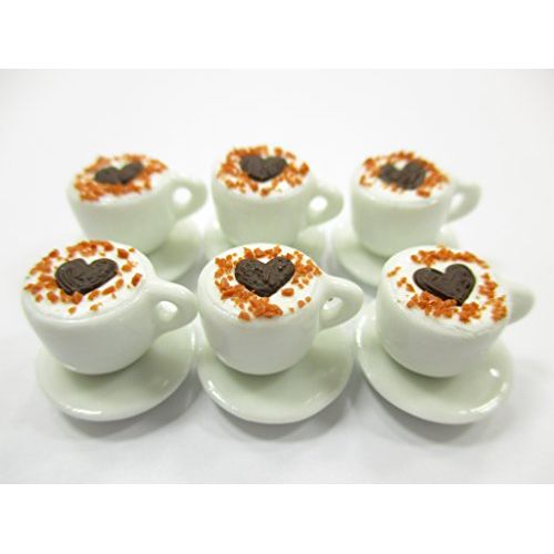  Wonder Miniature Dollhouse Miniature Drink Beverage Set 6 Coffee Ceramic Cup Saucer Supply 14163