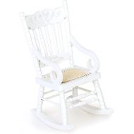 Toyvian 1/12 Rocking Chair Fairy Drawers Miniature Furniture Ornaments 1:12 Rocking Chair Tiny Furniture Model Mini Chairs for Crafts Miniature Chair Table Wooden White