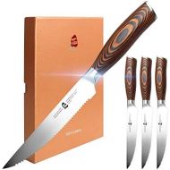 TUO Steak Knife Set of 4, Serrated Steak Knife 5 Inch Sharp Table Knives Durable Dinner Knife Boxed Set, Forged German Stainless Steel Full Tang Pakkawood Handle, Fiery Phoenix Ser