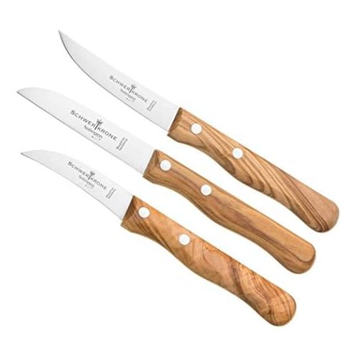  [아마존베스트]Schwertkrone Set of 3 fruit and vegetable knives with olive wood handle, rust-proof, quality from Solingen, made in Germany.