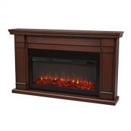 BOWERY HILL Contemporary Solid Wood Electric Fireplace in Chestnut Oak