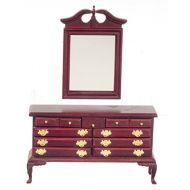 AZTEC IMPORTS 1:12 Scale Mahogany Dresser with Mirror #D1140