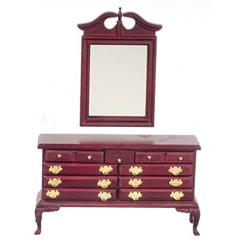  AZTEC IMPORTS 1:12 Scale Mahogany Dresser with Mirror #D1140