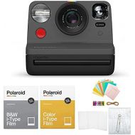 Polaroid Originals Now Viewfinder i-Type Instant Camera (Black) Bundle w/Color & B&W Instant Film & Polaroid Accessory Kit (4 Items)