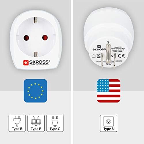  [아마존베스트]SKROSS Country Adapter Europe to USA: Travel adapter for travel from Europe to countries that use the American standard.