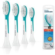 Philips Sonicare Original Sonicare Replacement Brush Heads for Kids HX6044/33, from 7 Years, Soft Bristles for Gentle Cleaning, Pack of 4, White/Turquoise