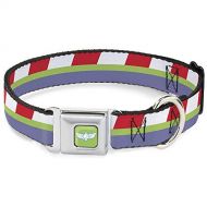 Buckle-Down Dog Collar Seatbelt Buckle Toy Story Buzz Lightyear Bounding Stripe Red Green Purple Available in Adjustable Sizes for Small Medium Large Dogs