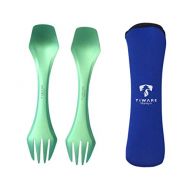 Tiware 2 pcs Titanium Multicolor spork Eco-friendly Durable Rustproof flatware Light weight spoon/Knife/Fork 3 in 1 Cutlery/Utensil for outdoor camping travel hiking One pair Lot of 2 (2