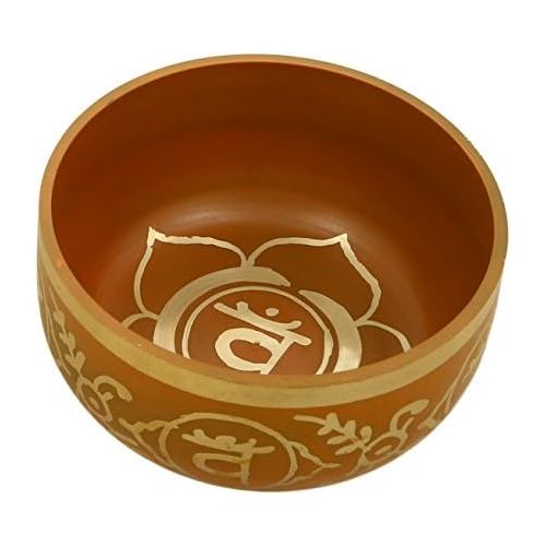  Shalinindia Swadhistana Orange Brass Buddhist Tibetan Singing Bowl with Cushion from India for Meditation Sound Healing Prayer Tuned to the 2th sacral chakra명상종 싱잉볼
