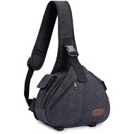 S-ZONE Canvas Camera Sling Bag DSLR Lens Anti-theft Backpack Shoulder Crossbody Case with Tripod Holder