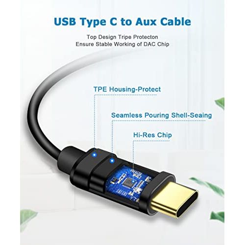  [아마존베스트]ARCHEER USB C Jack Cable, Aux Cable 3.5 mm Audio Cable Jack Cable USB C to Aux Adapter for Huawei P30/P20/Mate 20/Mate 20 Pro/Mate 10/Mate 10 Pro Xiaomi/Car Stereos / Headphones (Max 1.4 m