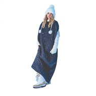 Helinox Bloncho Wearable Insulated Poncho Blanket with Adjustable Hem, Black/Flow Line