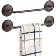 mDesign Decorative Metal Small Towel Bar - Strong Self Adhesive - Storage and Display Rack for Hand, Dish, and Tea Towels - Stick to Wall, Cabinet, Door, Mirror in Kitchen, Bathroo