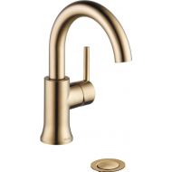 Delta Faucet Trinsic Single Hole Swivel Spout Bathroom Faucet, Gold Bathroom Sink Faucet, Single Handle Bathroom Faucet, Diamond Seal Technology, Drain Assembly, Champagne Bronze 559HA-CZ-DST