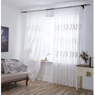 Brand: LucaSng LucaSng Set of 2 Voile Curtains with Embroidery Transparent Curtains with Feathers Tulle Decorative Curtain for Window Living Room Childrens Room