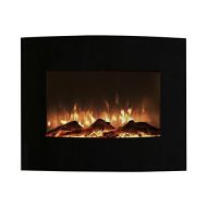 Northwest 80-455S 25 Mini Curved Black Fireplace with Wall and Floor Mount, 4.25x25.5x20.25