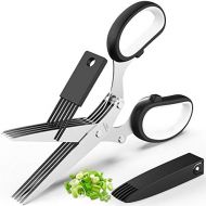 [아마존베스트]POROMI Updated 2021 Herb Scissors Set - Cool Kitchen Gadgets for Cutting Fresh Garden Herbs - Herb Cutter Shears with 5 Blades and Cover, Sharp and Anti-rust Stainless Steel, Dishwasher S