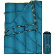 REDCAMP Down Camping Blanket, Packable Down Blanket Water Resistant Warm and Lightweight for Camping Hiking, 650 Fill Power, Blue/Black