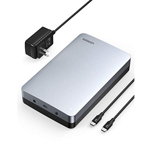 UGREEN Hard Drive Enclosure for 3.5“ 2.5 SATA SSD HDD Aluminum USB C 3.1 Gen 2 High-Speed 6Gbps External Hard Drive Case UASP 12V Power Adapter Compatible with MacBook Pro