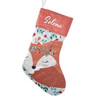CUXWEOT Personalized Fox Wolf Christmas Stocking Customize Name Decor for Xmas Tree Fireplace Hanging Party 17.52 x 7.87 Inch
