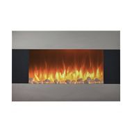Northwest Stainless Steel Electric Fireplace with Wall Mount and Floor Stand and Remote, 36 Inch, 36x 8.6x22, Black