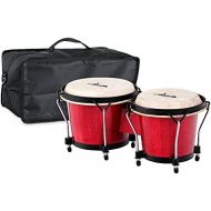 [아마존베스트]XDrum Bongo Club Standard Wine Red Set 6 Inch Macho and 7 Inch Hembra Wood Percussion Natural Fur Drum with Bongo Bag